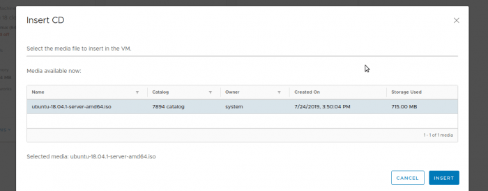Screenshot of attaching operating system in .iso format.