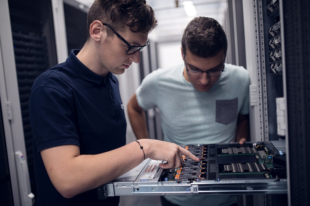 Administrators are checking the servers on which the private cloud is running.