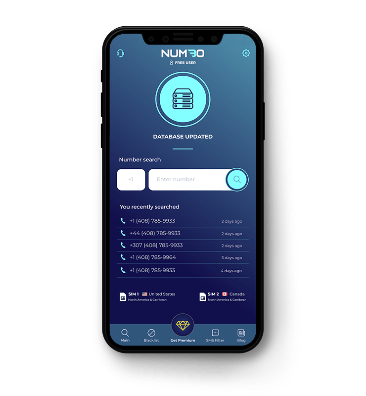 Numbo Call Blocker – application preview