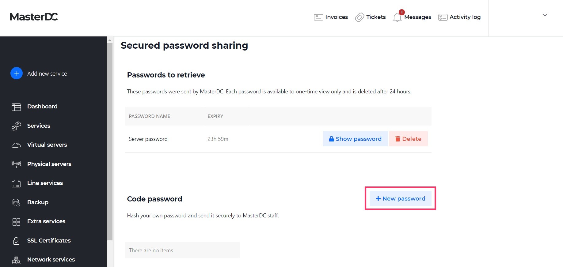 Screenshot – add a new password